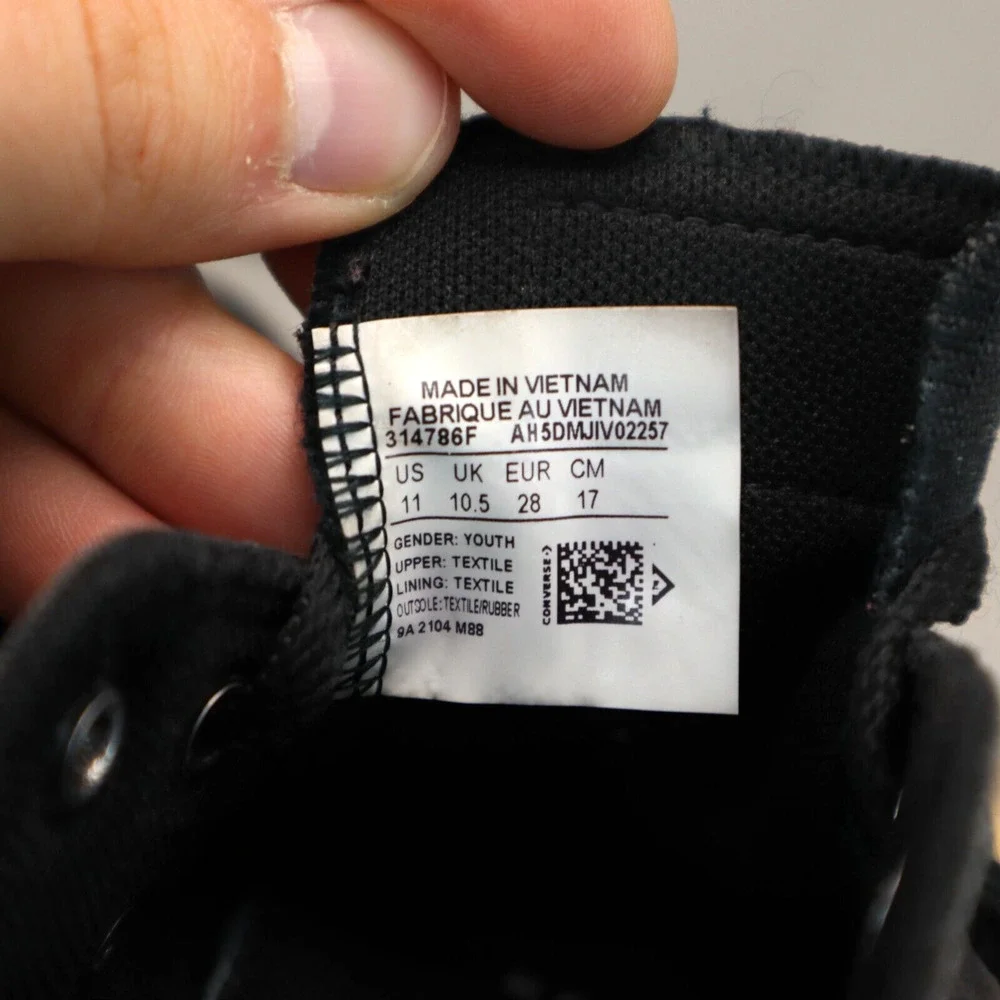 Converse Kids Size 11 Chuck Taylor All Star Shoes OX Black Kids Lace up Sneaker